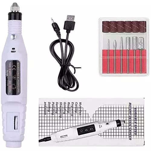 ATOZSHOP11 Mini Electric Nail Drill with Kit with Variable Speed Multicolour