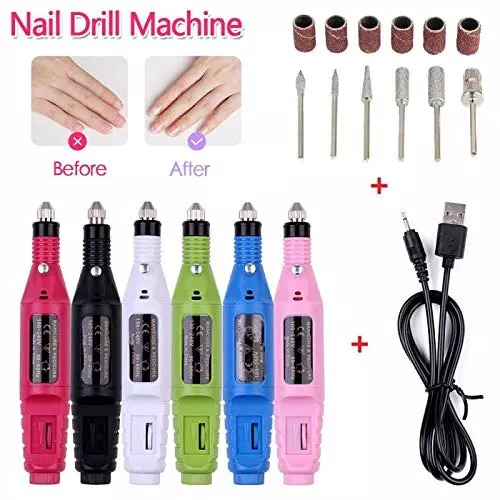 ATOZSHOP11 Mini Electric Nail Drill with Kit with Variable Speed Multicolour