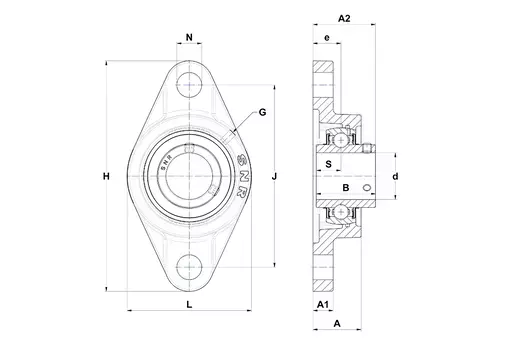 KOYO Flanged Housing Unit Shaft Dia 20 mm, UCSFL204JH1S6