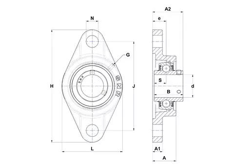 KOYO Flanged Housing Unit Bore Dia 40 mm, UCSP208JH1S6