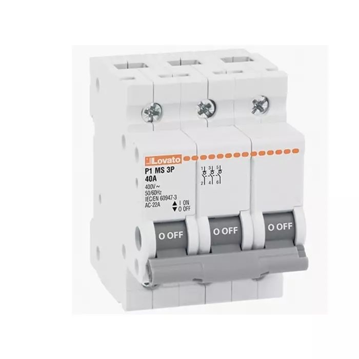 Lovato 3P Pole DIN Rail Switch Disconnector - 40A Maximum Current, P1MS3P040
