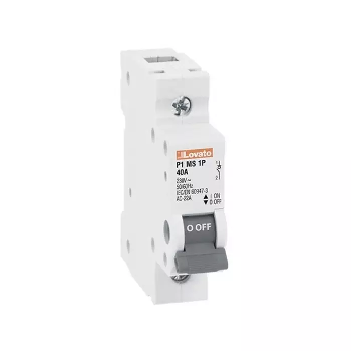 Lovato 1P Pole DIN Rail Switch Disconnector - 40A Maximum Current, P1MS1P040