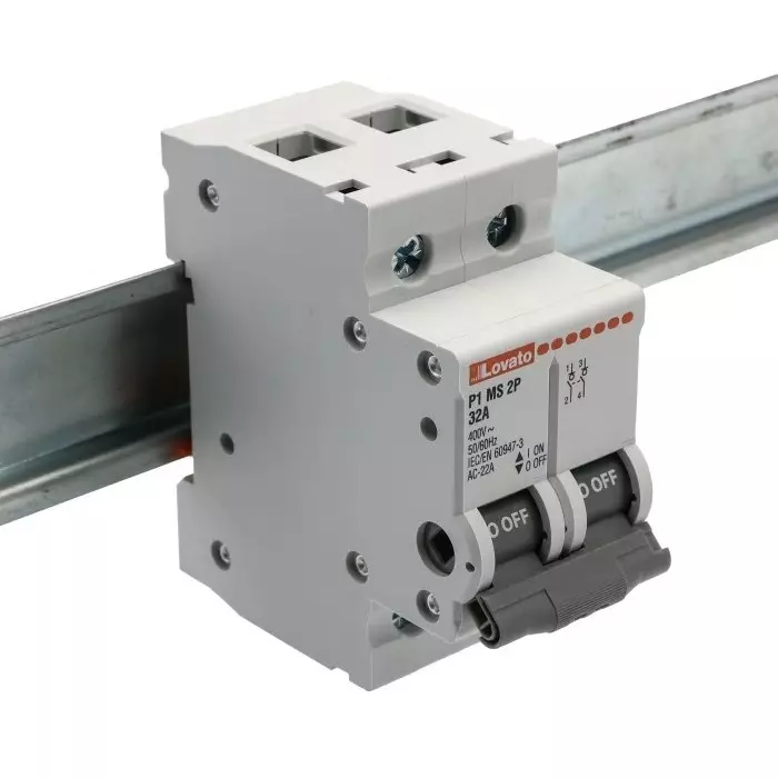 Lovato 2P Pole DIN Rail Switch Disconnector - 32A Maximum Current, P1MS2P032