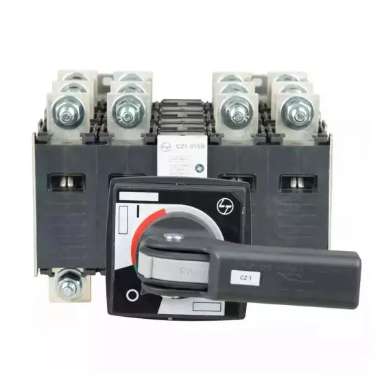 L&T (Lauritz Knudsen) 4 Pole CZ Bypass Switch Open Execution Extended Handle 630 A Current Rating and CZ1 Frame Size, CK90877OOOO