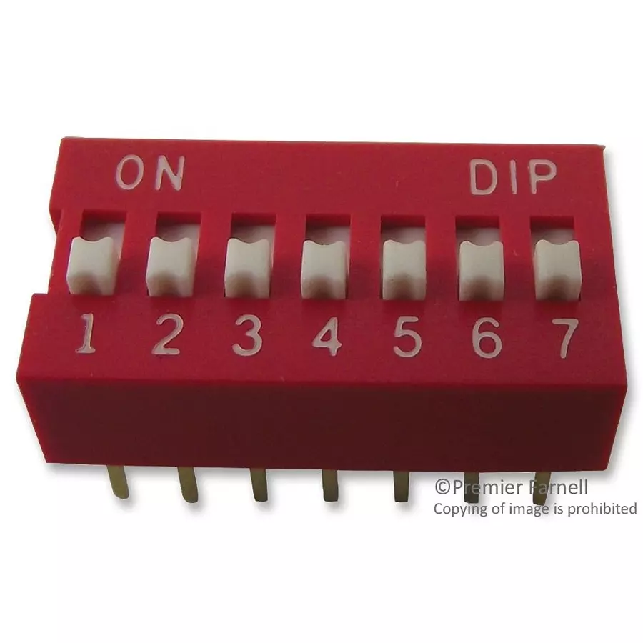 MULTICOMP PRO DIP Switches & SIP Switches DIP SWITCH, 7POS, SPST-NO, SLIDE, TH, MCNDS-07V