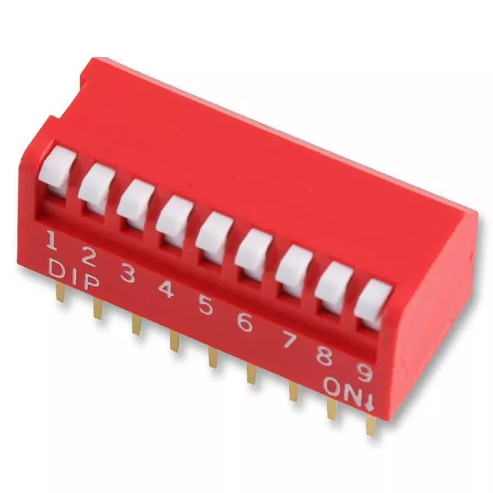 MULTICOMP PRO DIP Switches & SIP Switches DIP SWITCH, 9POS, SPST-NO, PIANO KEY, TH, MCNDP-09V