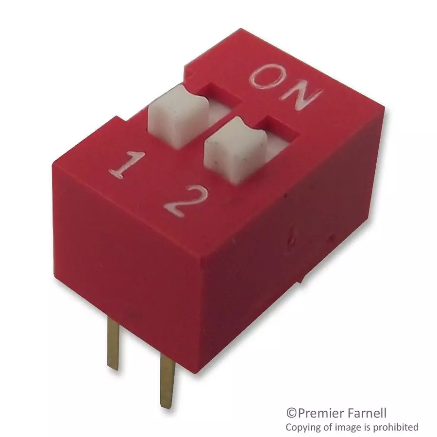 MULTICOMP PRO DIP Switches & SIP Switches DIP SWITCH, 2POS, SPST-NO, SLIDE, TH, MCNDS-02V