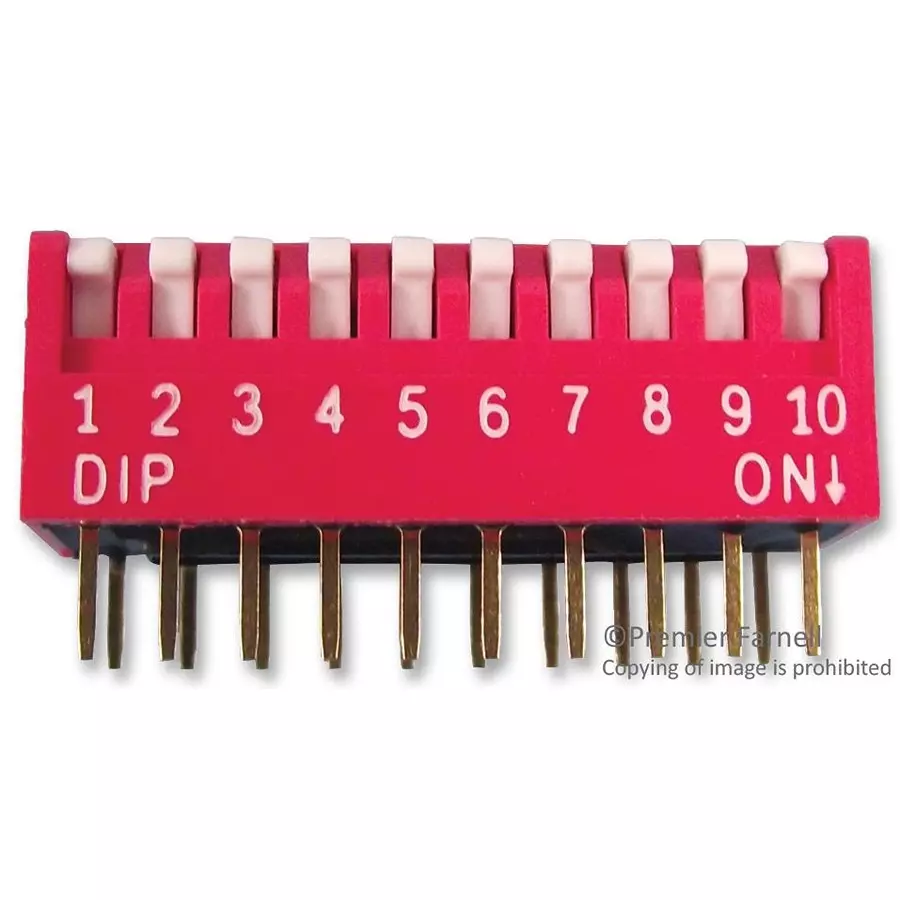 MULTICOMP PRO DIP Switches & SIP Switches DIP SW, 10POS, SPST-NO, PIANO KEY, TH, MCNDP-10V
