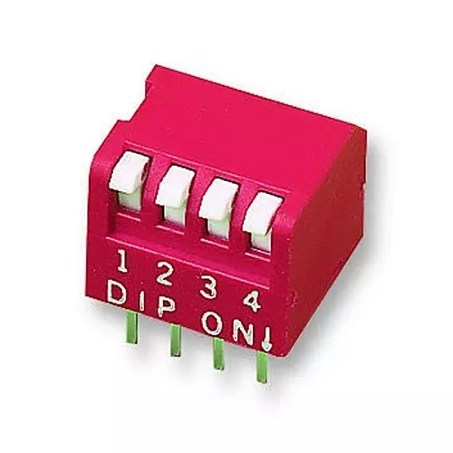 MULTICOMP PRO DIP Switches & SIP Switches DIP SWITCH, 4POS, SPST-NO, PIANO KEY, TH, MCNDP-04V