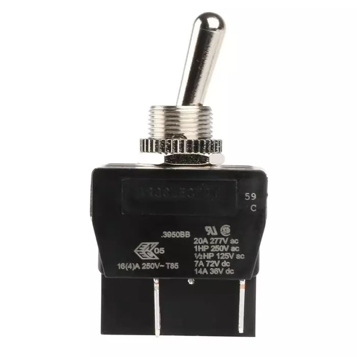 ARCOLECTRIC (BULGIN LIMITED) Toggle Switch Panel Mount On-Off DPST Tab Terminal, C3950BBAAA