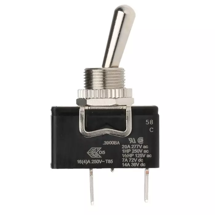 ARCOLECTRIC (BULGIN LIMITED) Toggle Switch Panel Mount On-Off SPST Tab Terminal 250 V AC, C3900BAAAA