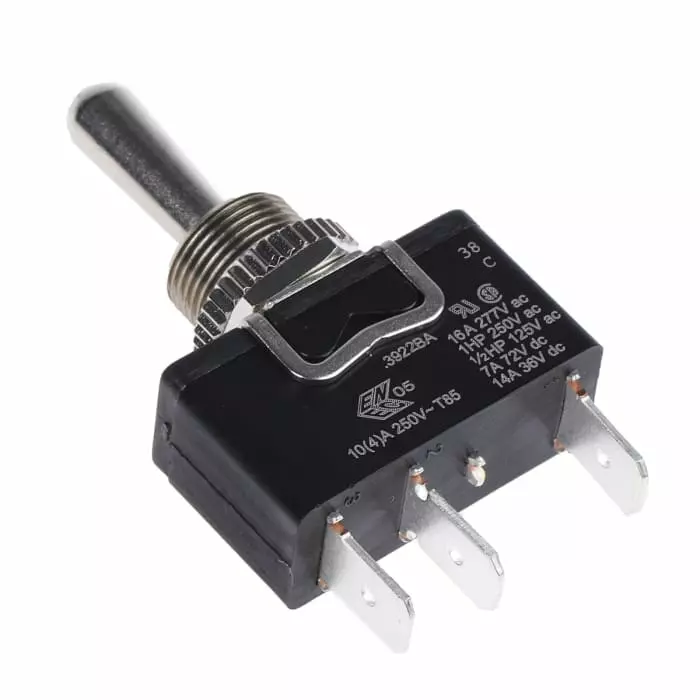 ARCOLECTRIC (BULGIN LIMITED) Toggle Switch Panel Mount (On)-Off-(On) SPDT Tab Terminal, C3922BAAAA