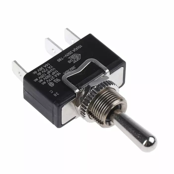 ARCOLECTRIC (BULGIN LIMITED) Toggle Switch Panel Mount (On)-Off-(On) SPDT Tab Terminal, C3922BAAAA