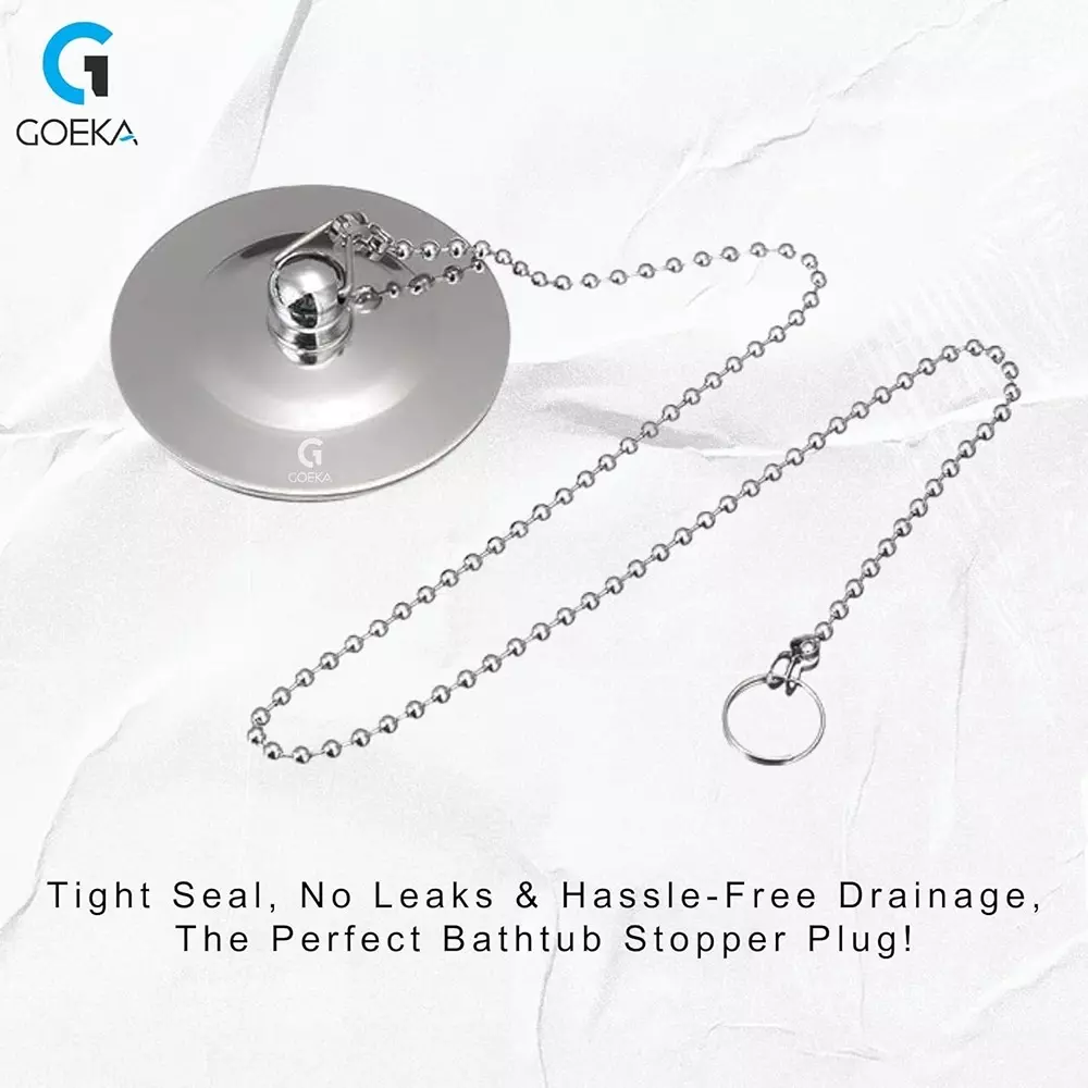 Goeka Bathtub Stopper Drain Plug 5x1 cm Silver Color Stainless Steel for Bathroom Bathtub