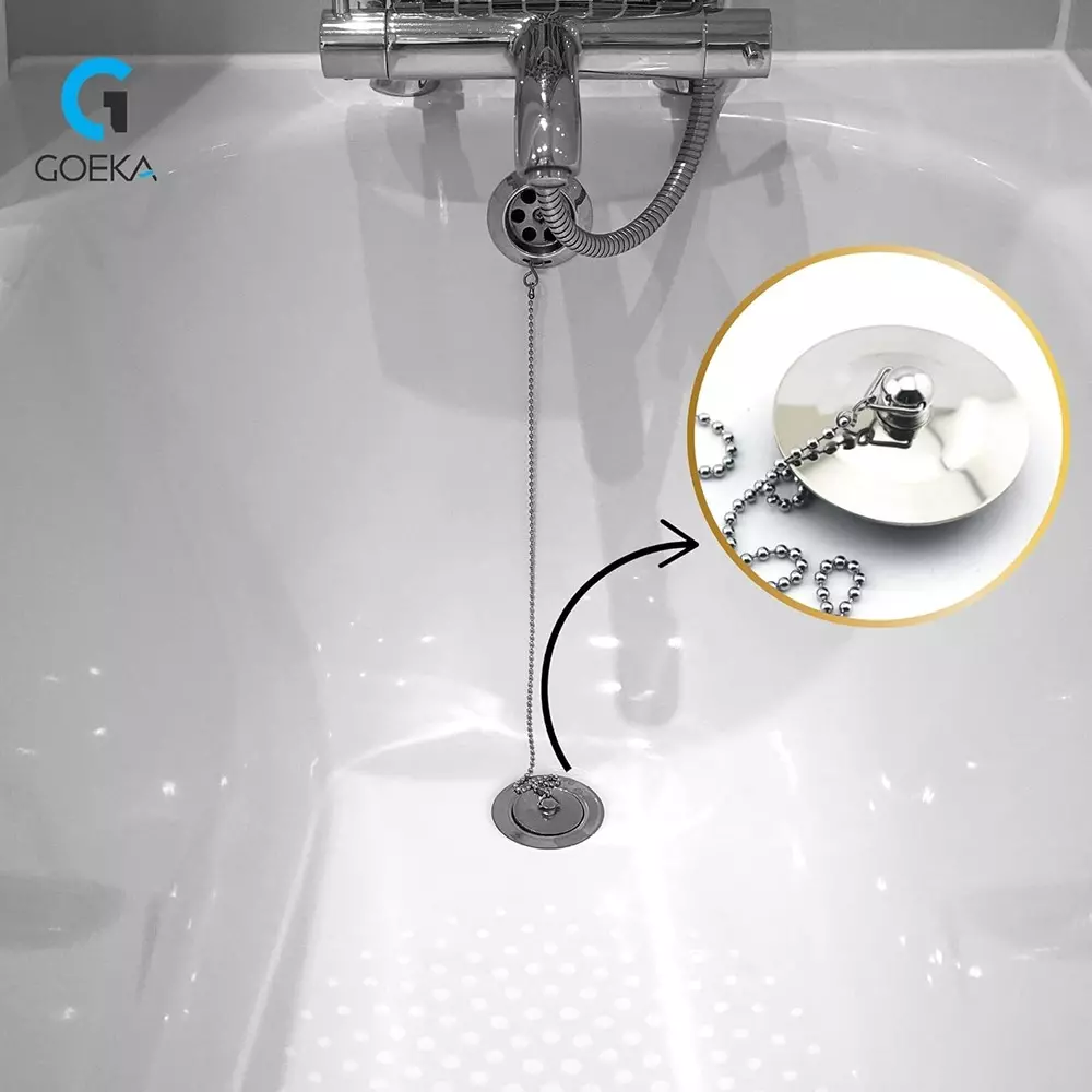 Goeka Bathtub Stopper Drain Plug 5x1 cm Silver Color Stainless Steel for Bathroom Bathtub