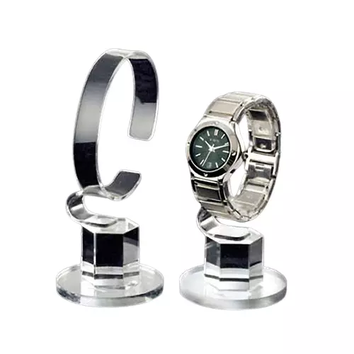 AS ONE Clock Stand 5 × H10.8 cm Size Transparent Acrylic, 61-161-10-2