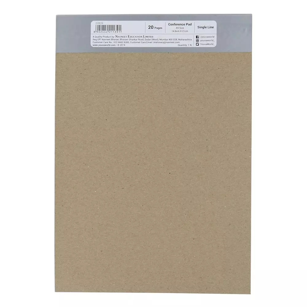 Youva by Navneet Conference Pad A5 12 Pages Assorted Single Line Soft Bound 23082, (Pack of 4)