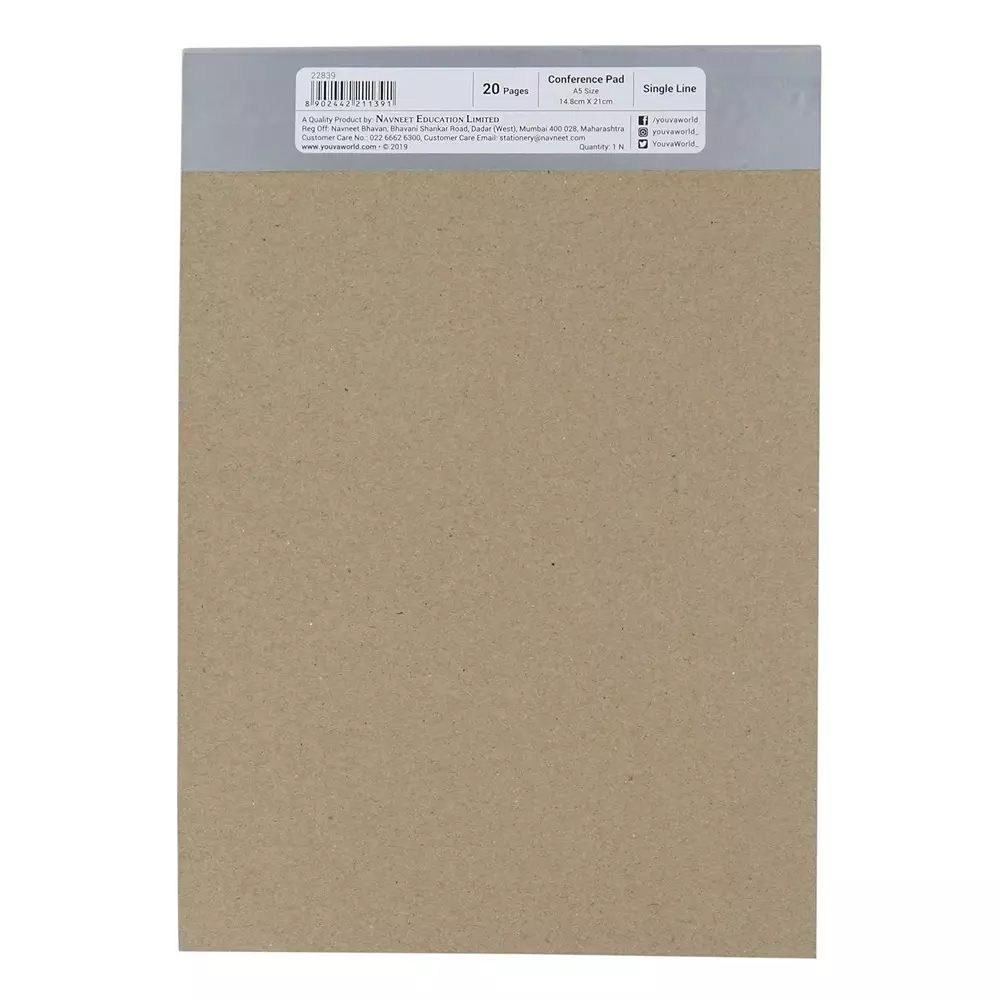 Youva by Navneet Conference Pad A5 20 Pages Assorted Single Line Hard Bound 22839, (Pack of 4)