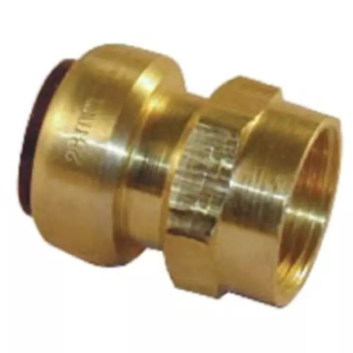 Pegler Yorkshire Brass Pipe Fitting Straight Push Fit Coupler Female G 1/2in to Female 15 mm, 65206