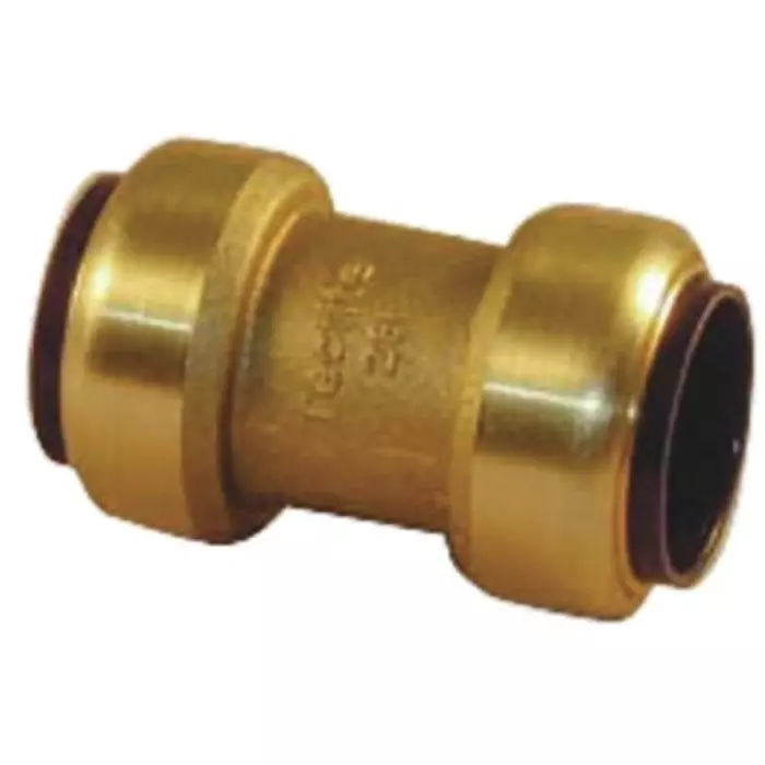 Pegler Yorkshire Brass Pipe Fitting Straight Push Fit Coupler Female to Female 15 mm, 65114 (Pack of 2)