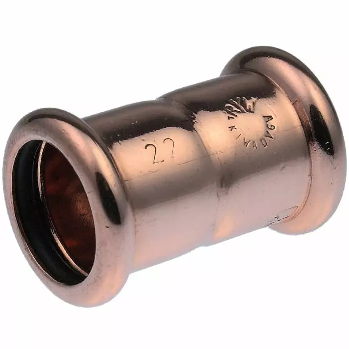 Pegler Yorkshire Copper Pipe Fitting Press Fit Straight Coupler for 15 mm pipe, 38010 (Pack of 10)
