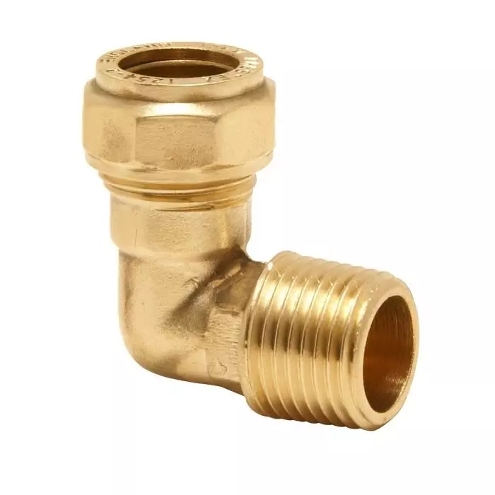 Pegler Yorkshire Brass Compression Fitting Elbow Coupler, 717018 (Pack of 2)