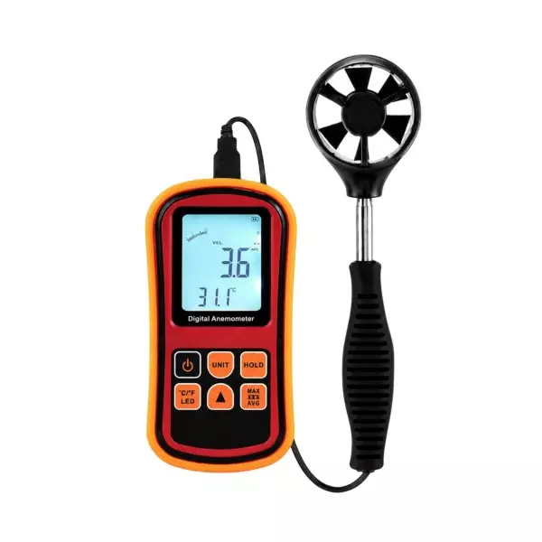 R-Tek Digital Anemometer 0–999900 CFM, 0–999900 CMM Wind Flow Range With Data Hold Function, RK-861