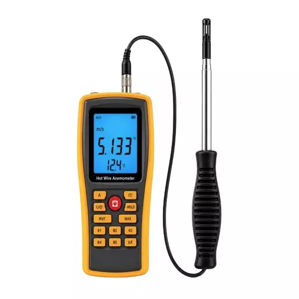 R-Tek Hot wire anemometer CMM/CFM up to 999900 Wind Flow Range With Large LCD Display with Backlight, RK-862
