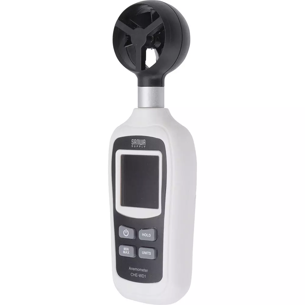SANWA SUPPLY Digital Anemometer Wind speed / ± (3% + 0.3 m / s), Temperature / ± 1.5 ℃ Accuracy 3 x AAA batteries Power, CHE-WD1