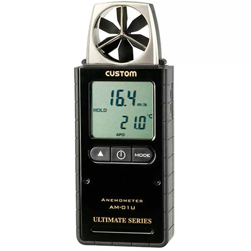 CUSTOM Anemometer 2 xAAA batteries Power Supply Strap, protective cover, instruction manual Included Components, AM-01U