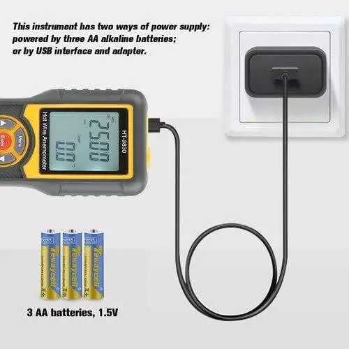 KERRO Hot Wire Anemometer with 0.1 - 25.0 Measurement Range and 0.8 Seconds Sampling Time, HT-9830