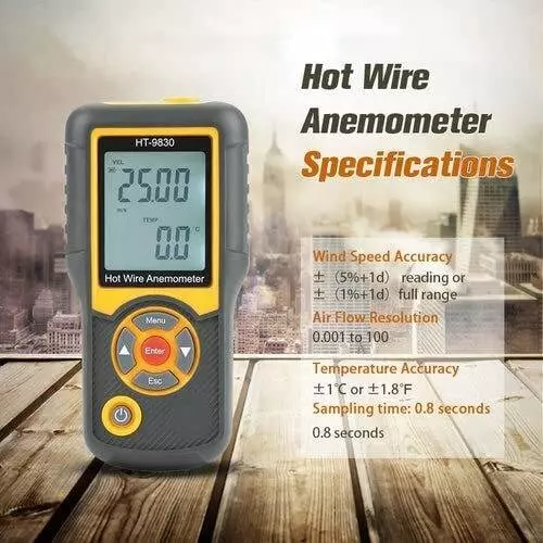 KERRO Hot Wire Anemometer with 0.1 - 25.0 Measurement Range and 0.8 Seconds Sampling Time, HT-9830