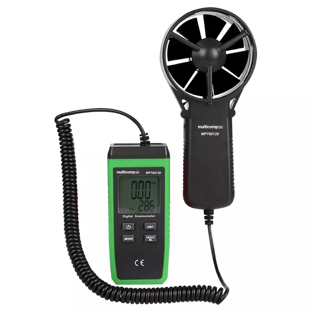 MULTICOMP PRO Air Velocity Meter 0.4 m/s to 30 Range, MP780120