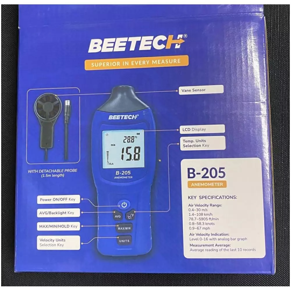 beetech-digital-anemometer-with-detachable-probe-4-digits-back-light-lcd-display-and-04-to-30-ms-air-velocity-range-b-205