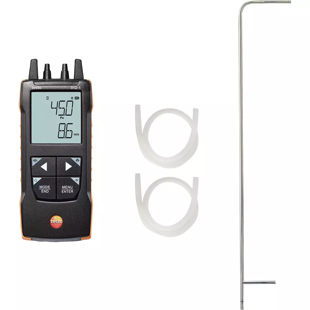 Testo Anemometer Set testo512-1, L-shaped pitot tube 350 mm, TESTO512-1 PITOTSET1