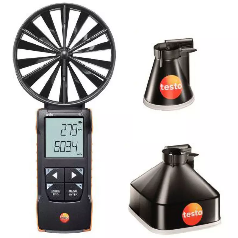 Testo Funnel Set Case, battery, shipment inspection report, air volume funnel set Included Components, 0563 1417