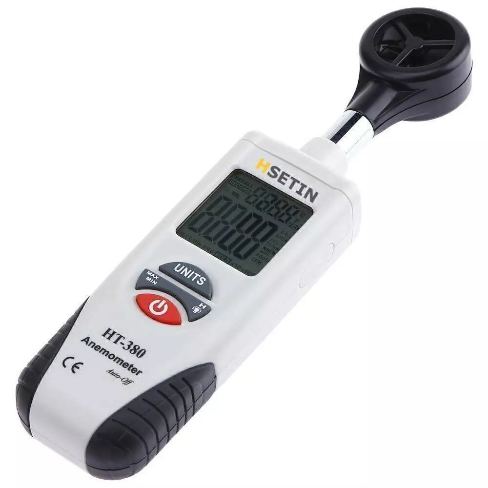 KERRO Digital Anemometer Hand Held with 2.24-67 mph Wind Speed Range and Wind: -10 - 45℃ Wind Temperature, HT380