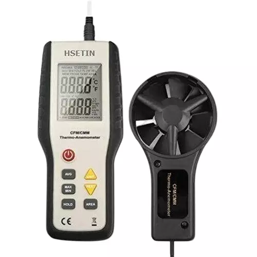 KERRO Digital Anemometer Handheld with 14-40 m/s Wind Speed and 0-999,900 cfm Air Flow, HT-9819