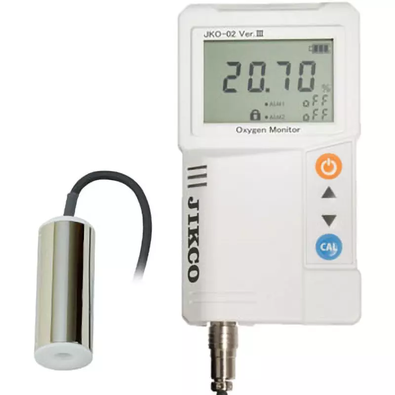 JIKCO Oxygen Meter ± 0.1% (10% or less) / ± 0.5% (10.1-25%) Accuracy AC adapter 5 V, DC / 2.0 A Power Supply AA, JKO-O2LD3