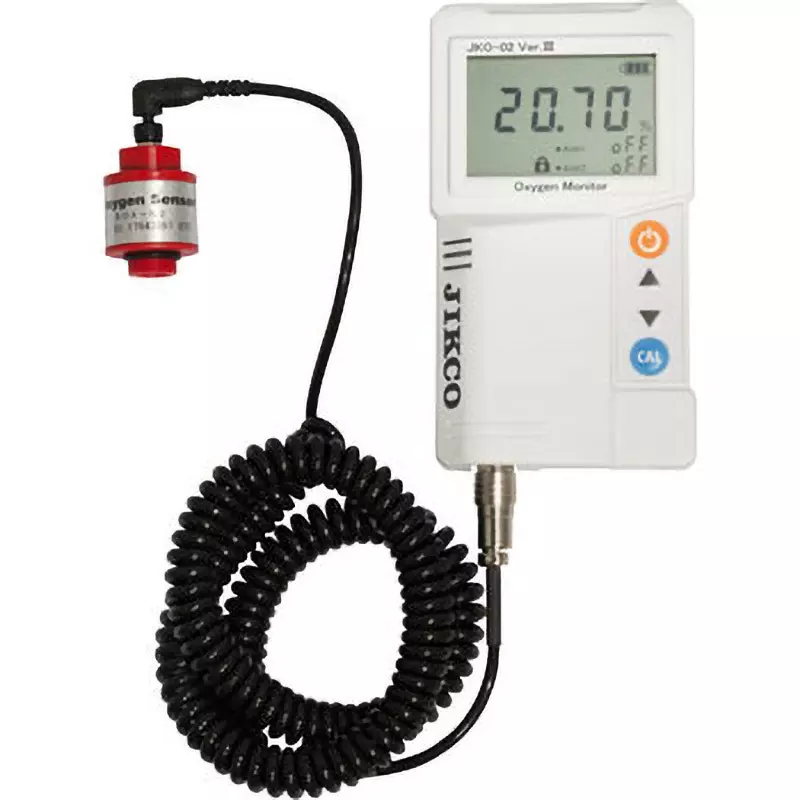 JIKCO Oxygen Meter ± 0.1% (10% or less) / ± 0.5% (10.1-25%) Accuracy AC adapter 5 V, DC / 2.0 A Power Supply AA, JKO-O2LJD3