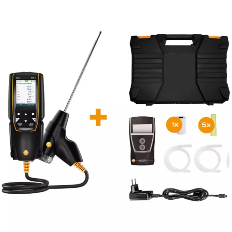 Testo Flue Gas Analyzer Resolution oxygen (vol%): 0.1 Exhaust gas: 0 to +400 ℃ Temperature, 0563 3105