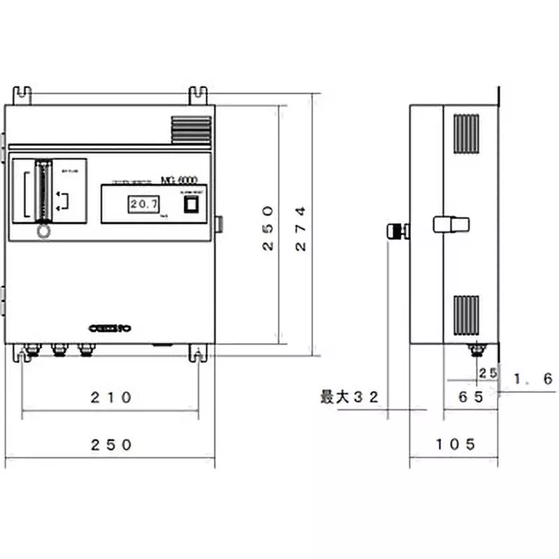 CHINO Oxygen Meter 0.0 to 25.0%O² Measurement Range, MG6000-000