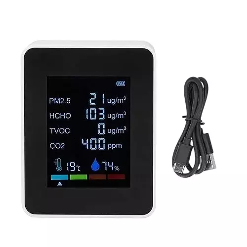 Kerro 5 in 1 Carbon Dioxide(CO2) Monitor 0 to 50℃ Temperature Range LCD Display
