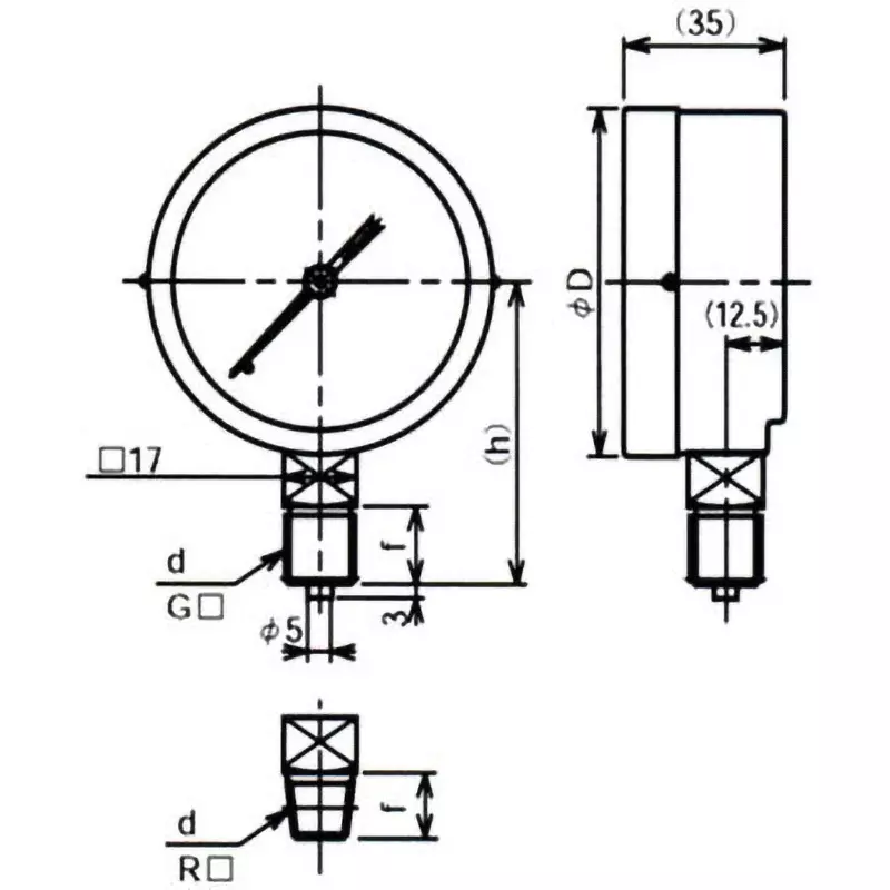 Nagano Keiki Compound Meter General-purpose compound meter Type JIS 1.6 class Accuracy 75 Φmm, GS51-131-(-0.1-1MPa)