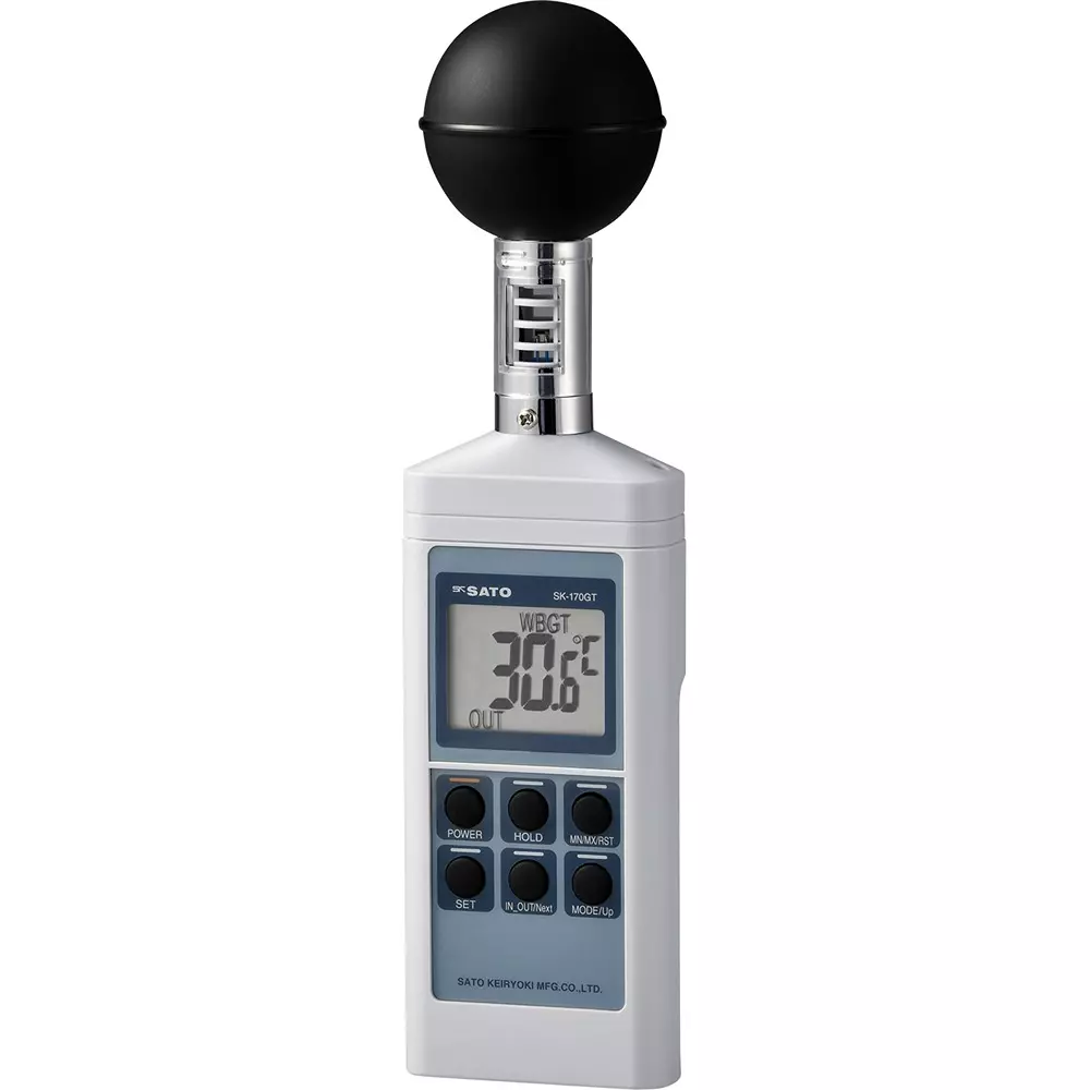 Sato Keiryoki Heat Index Meter WBGT index: 0.0 to 50.00°C, Temperature: 0.0 to 50.0°C, Black ball, SK-170GT