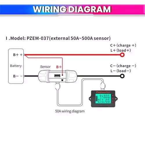 amicisense-coulomb-counter-8120-v-50-a-battery-capacity-meter-bi-directional-voltage-current-ah-display-1xbat-cou-50a