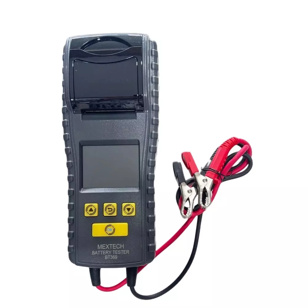 MEXTECH Automotive Battery Tester with Printer Large High-Resolution LCD Display 12 / 24 V Working DC 9 to 35 V Range, BT369