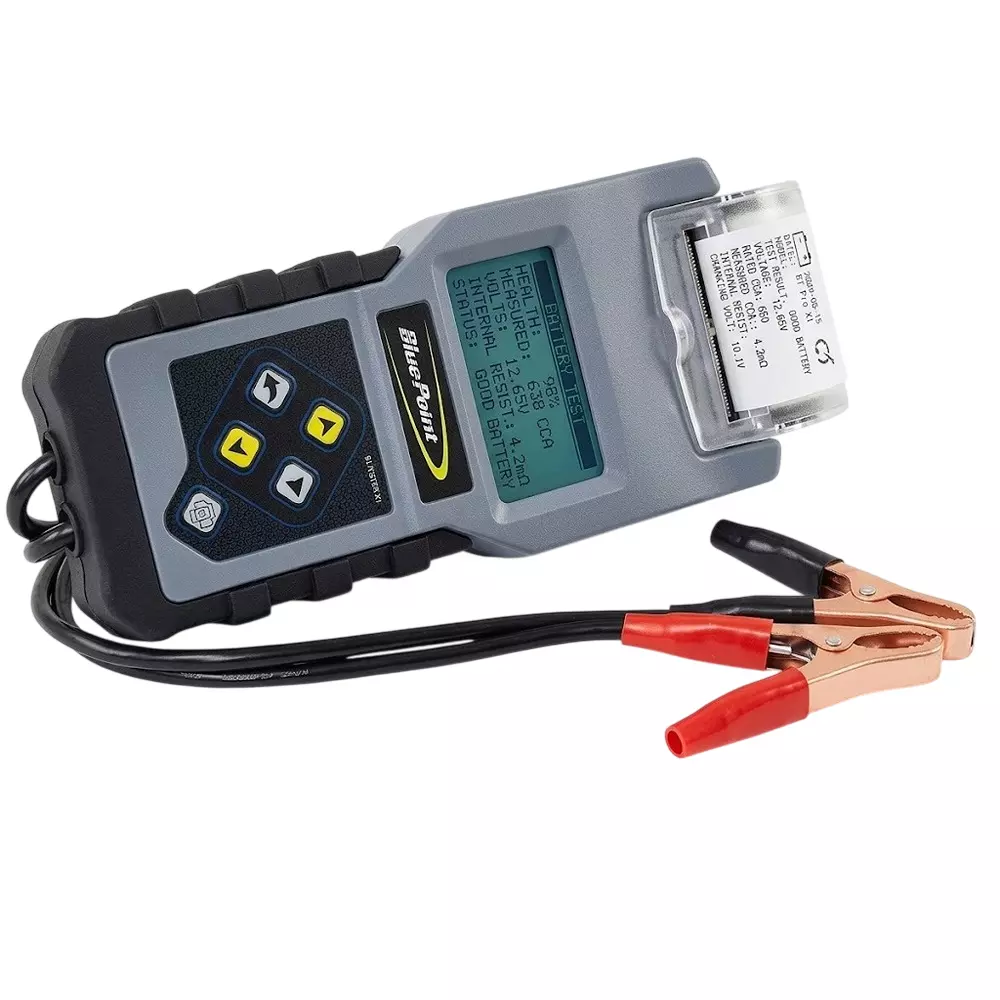 Blue-Point Battery Tester With Printer 4 Lines 16 Characters Back-Lit LCD Display and 100-1400 CCA, 2 - 200 Ah Rated Capacity, BLPBBTP612IN