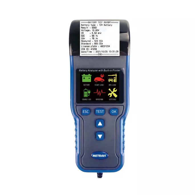 Metravi Battery Analyser with Inbuilt Printer, 16 Bit Colour LCD Display and 12 V / 24 V, BT-900
