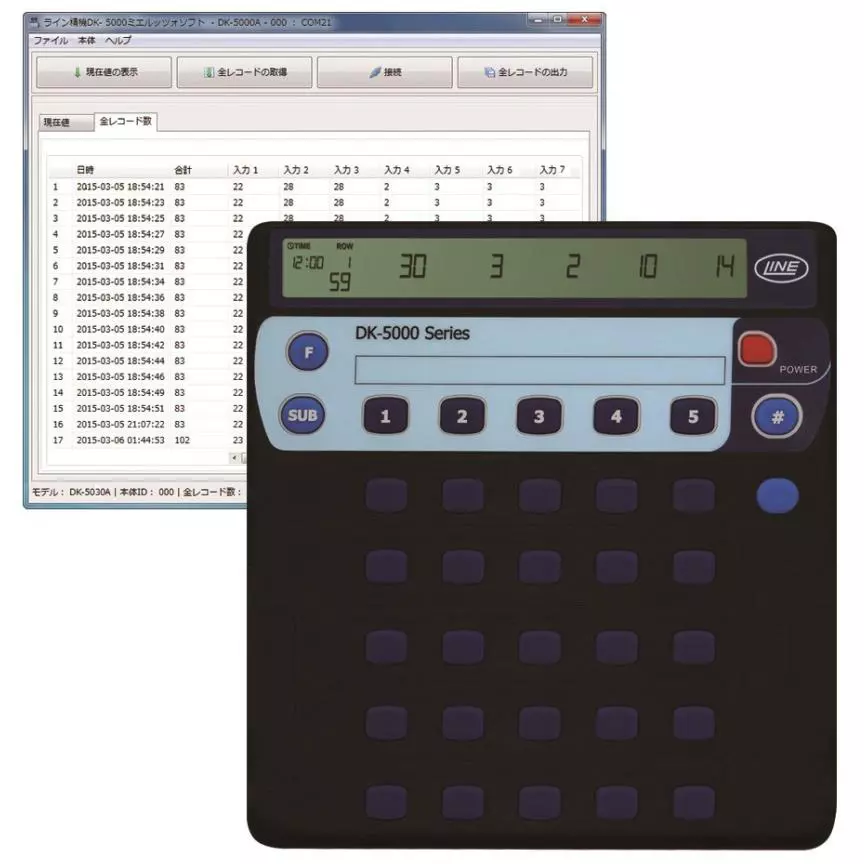 LINE SEIKI Electronic Tally Counter, DK-5030B+DK-5+USB-02